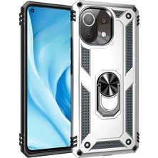 Decostyle Newface Xiaomi Mi 11 Lite Kılıf Sofya Yüzüklü Silikon Kapak - Gümüş