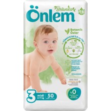 Önlem Botanika 3 Beden Midi Bebek Bezi 4 - 9 kg 50 Adet Hipoalerjenik ve Botanik Özlü