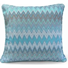 Puff Table Zigzag Desenli Avangart Kırlent Kılıfı 45*45 Parlak Dokuma Kumaş Lüks Seri