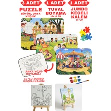 Yupulu Puzzle, Resim Boyama ve Tuval Boyama 3'lü Set Hediye Paketi Karne Hediyesi