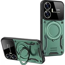 Decostyle Newface Realme C55 Kılıf Joy Lens Standlı Kapak - Koyu Yeşil