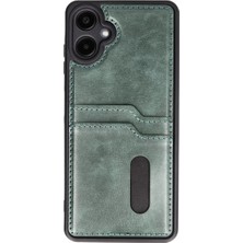 Decostyle Newface Samsung Galaxy A06 Kılıf Sara Kartvizitli Deri Kılıf - Koyu Yeşil