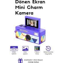 Roseandroses Mini Charm Kamera Dönen Ekran Flaşlı Selfie Video Vlog Kamerası 1080P+48MP