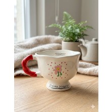 Palto Tasarım Gülümse, Yoluna Devam Et! Baskılı El Yapımı Krem Parlak Balerin Kupa - El Işçiliği Hediyelik Kupa Bardak