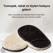 Alazpay Mükrofiber Yün Karışımlı Yumuşak Hassas Iç & Dış Araba Motosiklet Yıkama Eldiveni (Siyah)