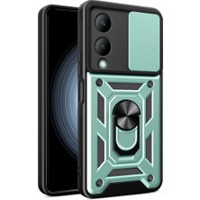 Decostyle Newface Vivo Y17S Kılıf Pars Lens Yüzüklü Silikon - Yeşil