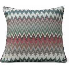 Puff Table Zigzag Desenli Avangart Kırlent Kılıfı 45*45 Parlak Dokuma Kumaş Lüks Seri