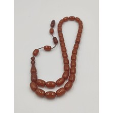 Altuntaş Aksesuar Usta Işcilikli  Turuncu Sıkma Kehribar Tesbih 8 * 12 mm  Kapsül Kesim Takımlı Sistemli