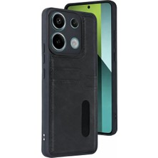 Decostyle Newface Xiaomi Redmi 15C 4g Sara Kartvizitli Deri Kılıf - Siyah