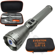 farissu Everton RT-260 60W 6000 Lümen Ultra Güçlü Şarjlı El Feneri - 2 Km Menzilli, Zoomlu, Çantalı Tam Set