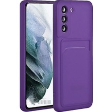 HANPORIUM Samsung Galaxy A36 Uyumlu Kartlıklı Silikon Kılıf Kamera Korumalı Pastel Renk Tonu Esnek Kapak - Mor