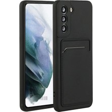 HANPORIUM Samsung Galaxy A56 Uyumlu Kartlıklı Silikon Kılıf Kamera Korumalı Pastel Renk Tonu Esnek Kapak - Siyah