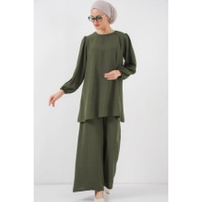 Sidelya Concept Ayrobin Tunik Pantolon Alt Üst Takım 6712 - Haki