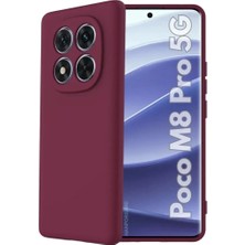 HANPORIUM Poco M8 Pro 5G Uyumlu Silikon Kılıf - Pastel Renk Tonu Kamera Korumalı Esnek Kapak - Bordo