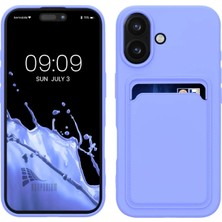 HANPORIUM Apple iPhone 16 Plus Uyumlu Kartlıklı Silikon Kılıf Kamera Korumalı Pastel Renk Tonu Esnek Kapak - Lila