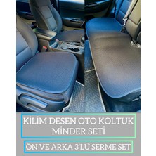 Rebols Kilim Dokuma Terletmez %100 Pamuk Oto Koltuk Minder Seti 3'lü