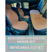 Rebols Kilim Dokuma Terletmez %100 Pamuk Oto Koltuk Minder Seti 3'lü