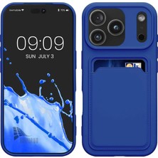HANPORIUM Apple iPhone 17 Pro Max Uyumlu Kartlıklı Silikon Kılıf Kamera Korumalı Pastel Renk Tonu Esnek Kapak - Lacivert