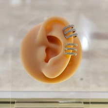 Merve Takı Üçlü Zirkon Taşlı Kıkırdak Küpe