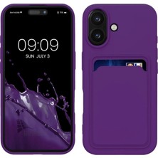 HANPORIUM Apple iPhone 16 Plus Uyumlu Kartlıklı Silikon Kılıf Kamera Korumalı Pastel Renk Tonu Esnek Kapak - Mor