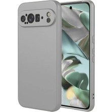 HANPORIUM Google Pixel 9 Pro XL Uyumlu Silikon Kılıf - Pastel Renk Tonu Kamera Korumalı Esnek Kapak - Gri