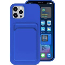 HANPORIUM Apple iPhone 12 Pro Uyumlu Kartlıklı Silikon Kılıf Kamera Korumalı Pastel Renk Tonu Esnek Kapak - Lacivert