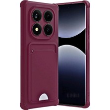 HANPORIUM Redmi Note 14 Pro Plus Uyumlu Kartlıklı Silikon Kılıf Kamera Korumalı Pastel Renk Tonu Esnek Kapak - Bordo