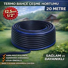 Glaswen Termo Kauçuklu Bahçe Hortumu 20 Metre Dayanıklı 3 Katlı Sağlam Su Sulama Yıkama Hortum 12.5 mm 1/2"