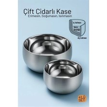 Twin Store Çift Cidarlı Isı Yalıtımlı 4'lü Lüks Kase Seti (16CM & 18CM) 304 Paslanmaz Çel
