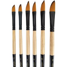 Habico Samur 6'lı Hobi Fırça Seti, Bıçak Formu, Akrilik, Sulu Boya, Resim Fırça, Brush Fırça, Hobi Işleri