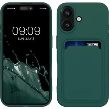 HANPORIUM Apple iPhone 16 Uyumlu Kartlıklı Silikon Kılıf Kamera Korumalı Pastel Renk Tonu Esnek Kapak - Yeşil