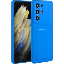 HANPORIUM Samsung Galaxy S24 Ultra Uyumlu Kartlıklı Silikon Kılıf Kamera Korumalı Pastel Renk Tonu Esnek Kapak - Lacivert