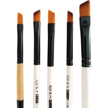 Samur 5'li Hobi Fırça Seti, Yan Kesik, Akrilik, Sulu Boya, Resim Fırça, Brush Fırça, Hobi Işleri