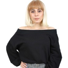 Elma Shop Kısa Küt Perçemli Fiber Sen Peruk / Balköpüğü / Platin Ombreli