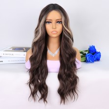 Elma Shop Uzun Kumral Balköpüğü Işıltılı Su Daalı Tül Peruk