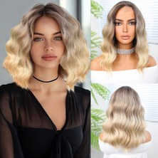 Elma Shop Kumral / Dore Sarı Röfleli Küt Tül Peruk
