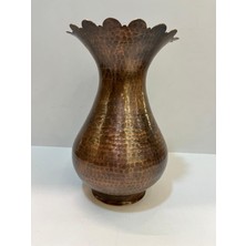 Maraş Bakırcılık - El Işçiliği Dekoratif Bakır Vazo 24 cm Çekiç Dövme Desenli Otantik Vazo