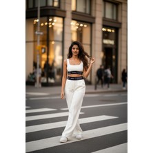 Crop Top Atlet ve Yandan Fermuar Cepli Pantolon Trend Alt Üst Takım