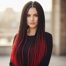 Elma Shop Afrika Örgüsü ve Rasta Için Sen Ombreli / Siyah / Koyu Kızıl / Açık Kızıl