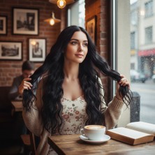 Elma Shop Uzun Su Daası Fiber Sen Peruk / Koyu Kahve