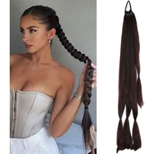 Elma Shop Üçlü Örgü Tokalı At Kuyruğu / Kahverengi
