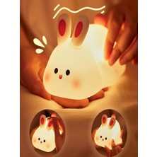 Tasarım Evi Renkli USB Şarj Edilebilir Tavşan Gece Lambası, Silikon, Hediyelik Eşya, Çocuk Gece Lambası