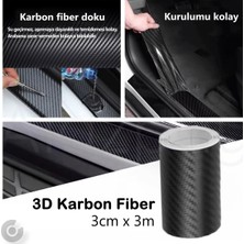 Alazpay Nano Karbon Fiber Dıy Koruyucu Bagaj Kapı Eşiği Yan Ayna Su Geçirmez Koruma Filmi Bant (3CMX3M)
