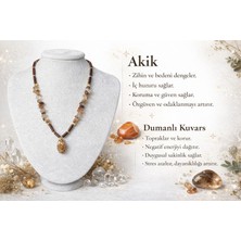 Solare Accessories Premium Doğal Taş Kolye – Akik & Dumanlı Kuvars