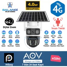 Shopwave Balandı PRO-8200GIP 4mp 2 Kameralı 4g Aov Esım Solar Kamera, Hıeasy Yazılım