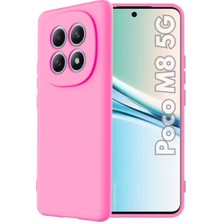 HANPORIUM Poco M8 5G Uyumlu Silikon Kılıf - Pastel Renk Tonu Kamera Korumalı Esnek Kapak - Pembe