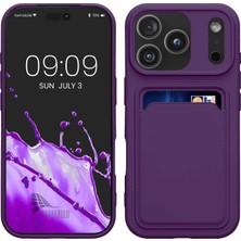 HANPORIUM Apple iPhone 17 Pro Uyumlu Kartlıklı Silikon Kılıf Kamera Korumalı Pastel Renk Tonu Esnek Kapak - Mor