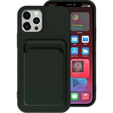 HANPORIUM Apple iPhone 12 Pro Uyumlu Kartlıklı Silikon Kılıf Kamera Korumalı Pastel Renk Tonu Esnek Kapak - Siyah