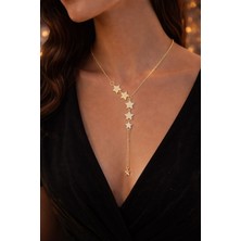 Altın Yıldız Şelalesi Kolye – Zarif ve Işıltılı Kadın Kolyesi