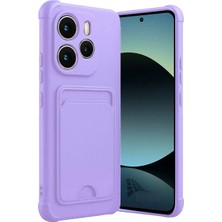 HANPORIUM Redmi Note 14 Uyumlu Kartlıklı Silikon Kılıf Kamera Korumalı Pastel Renk Tonu Esnek Kapak - Lila